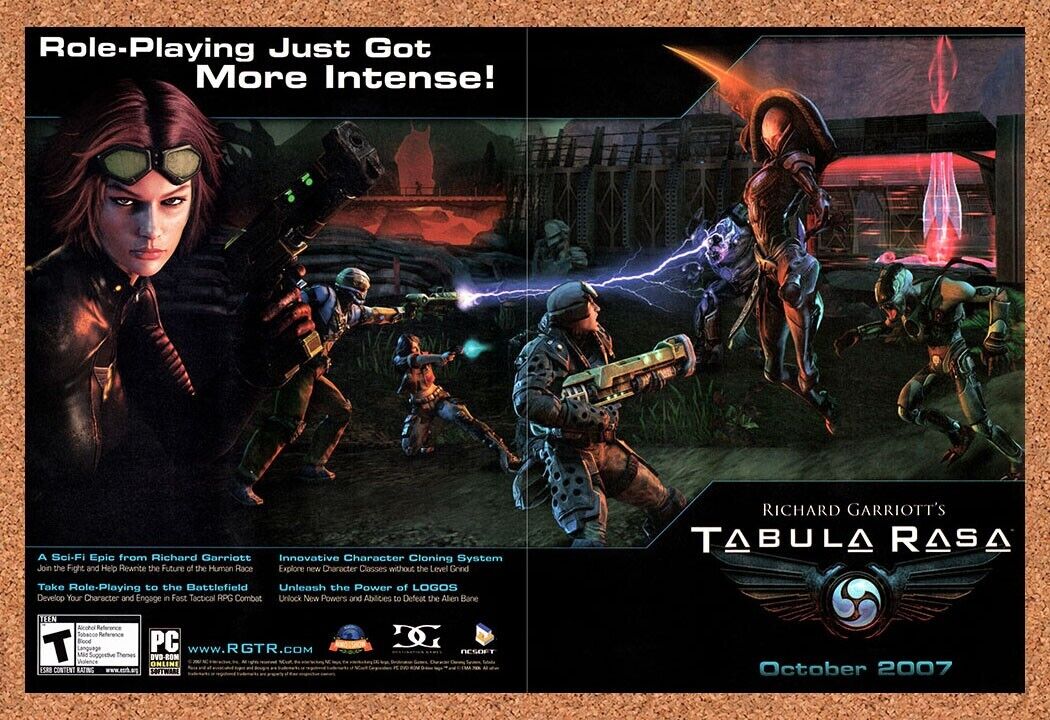 Tabula Rasa PC Original 2007 Vintage Ad - Video Game Art Promo