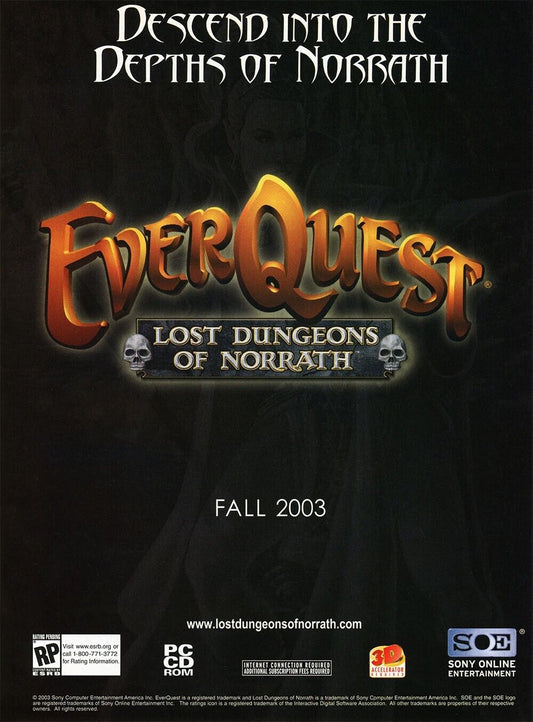 EverQuest Lost Dungeons Norrath PC Original 2004 Ad SOE MMO Video Game Promo v1