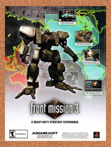 Front Mission 3 PS1 Original 2000 Vintage Ad - Squaresoft Video Game Promo