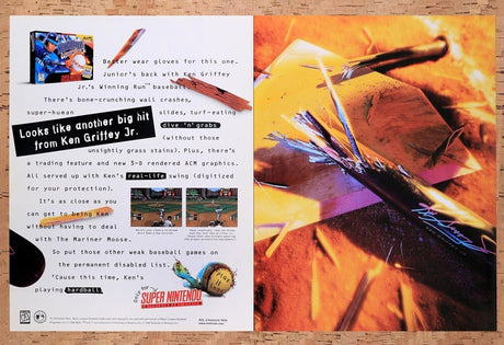 1996 Ken Griffey Jr Winning Run SNES Original Advertisement / Retro Wall Art v1
