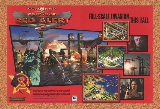 Red Alert 2 PC Original 2001 Ad Authentic Westwood Studios RTS Game Promo v2