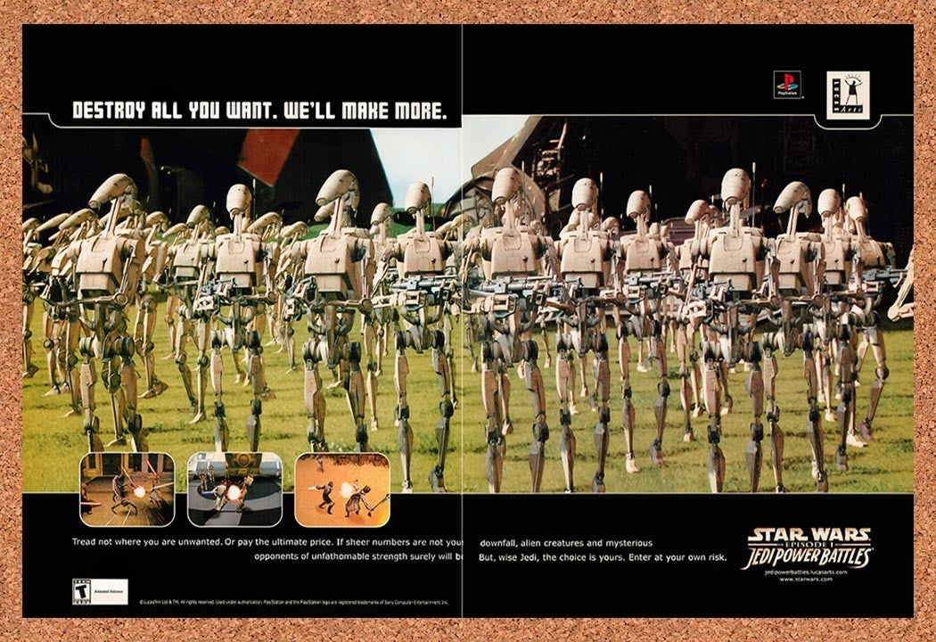 2000 Star Wars  Episode I Jedi Power Battles PS1 Original Ad / Promo v1