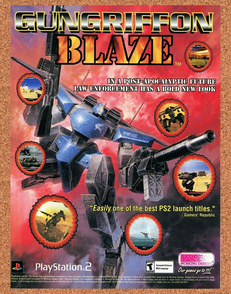 Gungriffon Blaze PS2 Original 2002 Ad Authentic Working Designs Game Promo