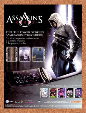 2008 Assassins Creed GameLoft Mobile Original Ad / Retro Wall Art v3