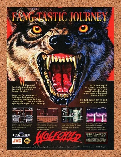 Wolfchild Genesis Game Original 1994 Ad Authentic Sega Video Game Promo