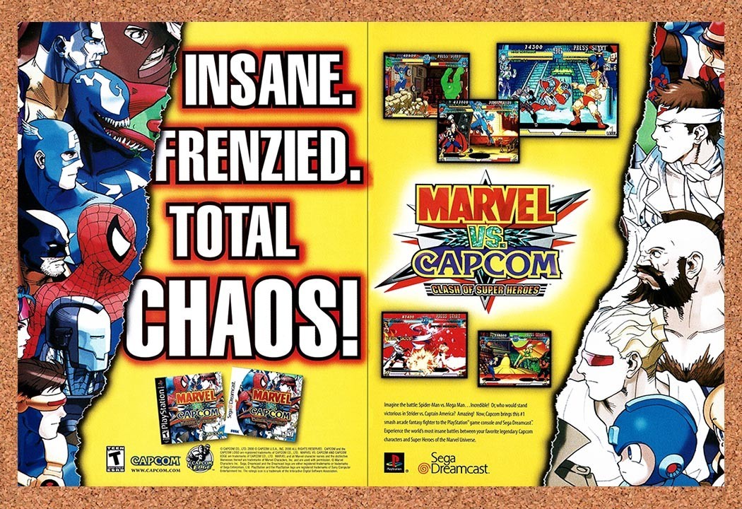 2002 Marvel vs Capcom Clash Of Super Heroes Dreamcast Original Ad / Promo v1
