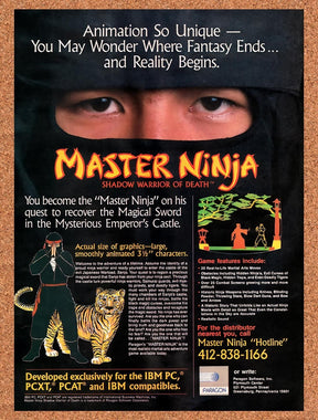 1987 Master Ninja Shadow Warrior Of Death IBM Original Ad / Retro Wall Art v1