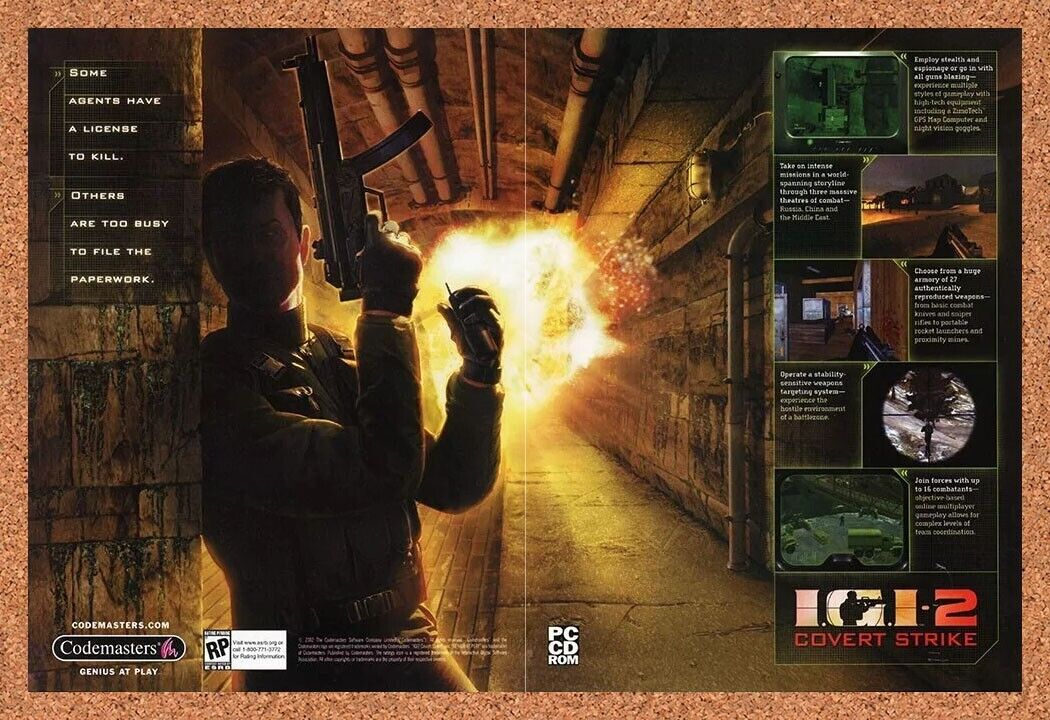 IGI-2 Covert Strike PC Original 2004 Ad Authentic Codemasters Video Game Promo