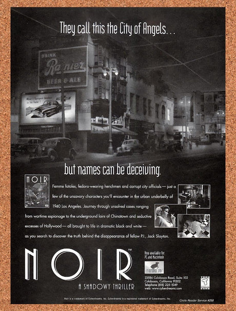 1996 Noir A Shadowy Thriller PC Original Advertisement / Retro Promo v1