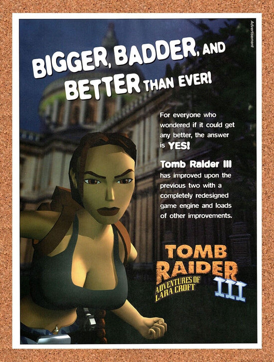 1997 Tomb Raider III PC Original Advertisement / Retro Wall Art v6