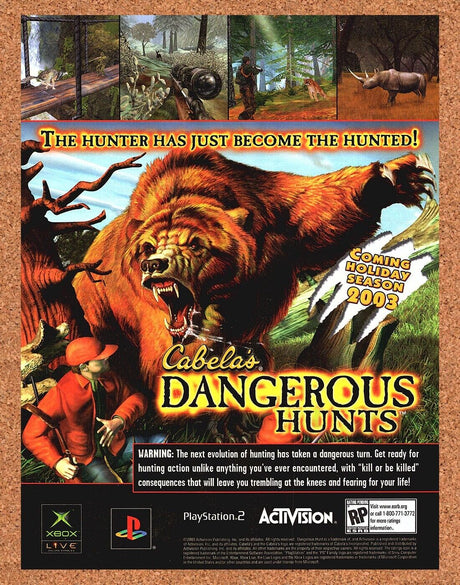 Cabelas Dangerous Hunts PS2 Original 2003 Ad Authentic Video Game Wall Art Promo
