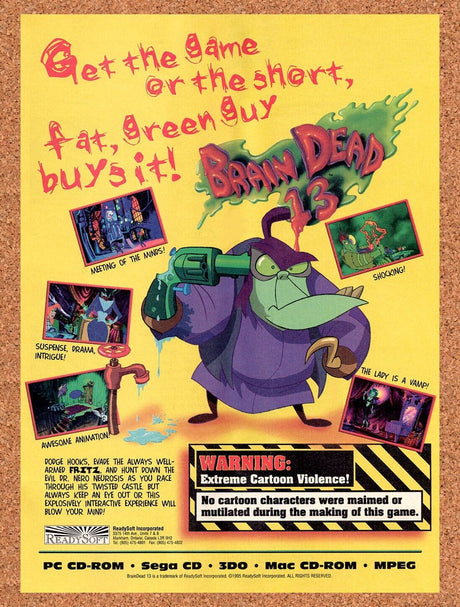 1995 Brain Dead 13 PC Original Advertisement / Retro Wall Art v1