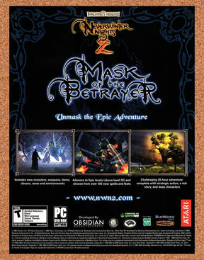 Neverwinter Nights 2 Mask Of The Betrayer PC Original 2007 Ad - Video Game Promo