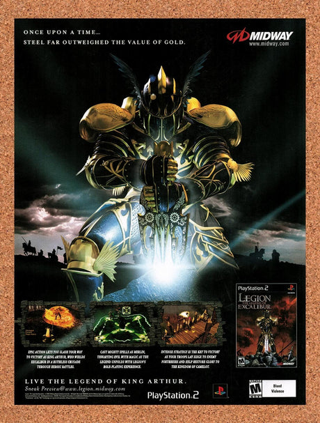 2002 Legion The Legend Of Excalibur PS2 Original Advertisement / Retro Promo v2