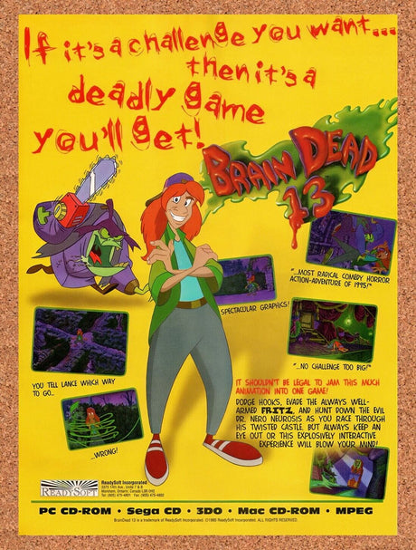 1995 Brain Dead 13 PC Original Advertisement / Retro Wall Art v6