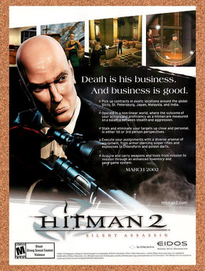2002 Hitman 2 Silent Assassin PC Original Advertisement / Retro Promo v2