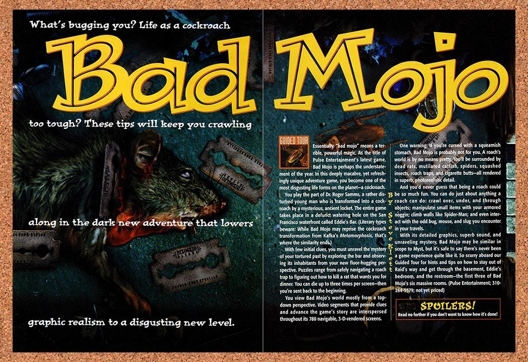 1995 Bad Mojo The Roach Game PC Original Advertisement / Retro Promo v4