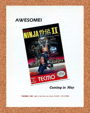 Ninja Gaiden 2 NES II Original 1992 Ad Authentic Nintendo Video Game Promo v1