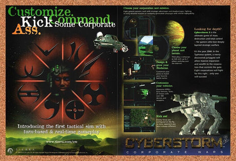 CyberStorm 2 PC Original 1998 Print Ad Authentic Sierra Video Game Art Promo