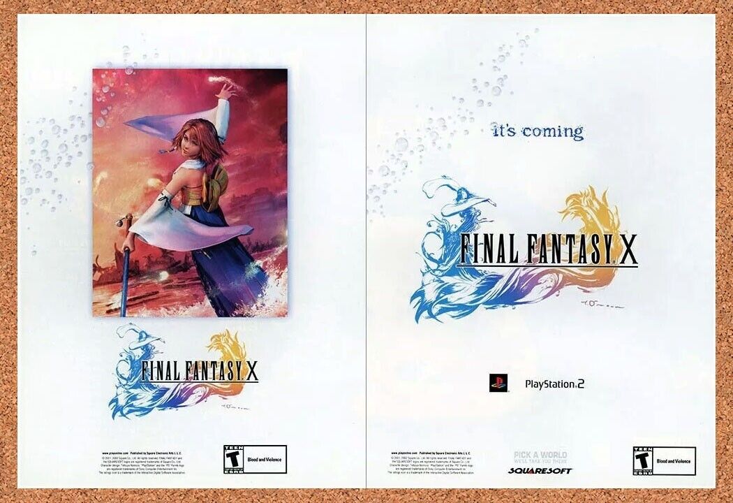 Final Fantasy X PS2 FF10 Original 2002 Ad Authentic Squaresoft Video Game Promo