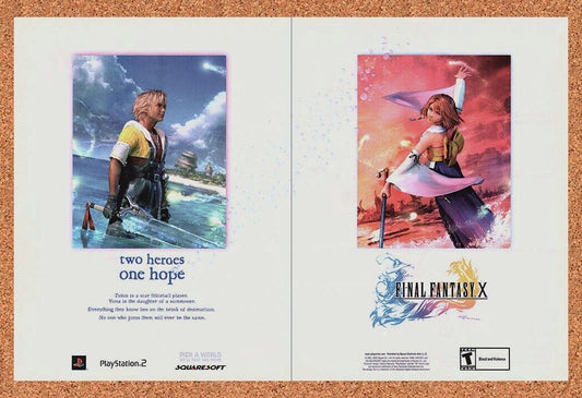 Final Fantasy X PS2 Original 2001 Ad Authentic Squaresoft Video Game Promo