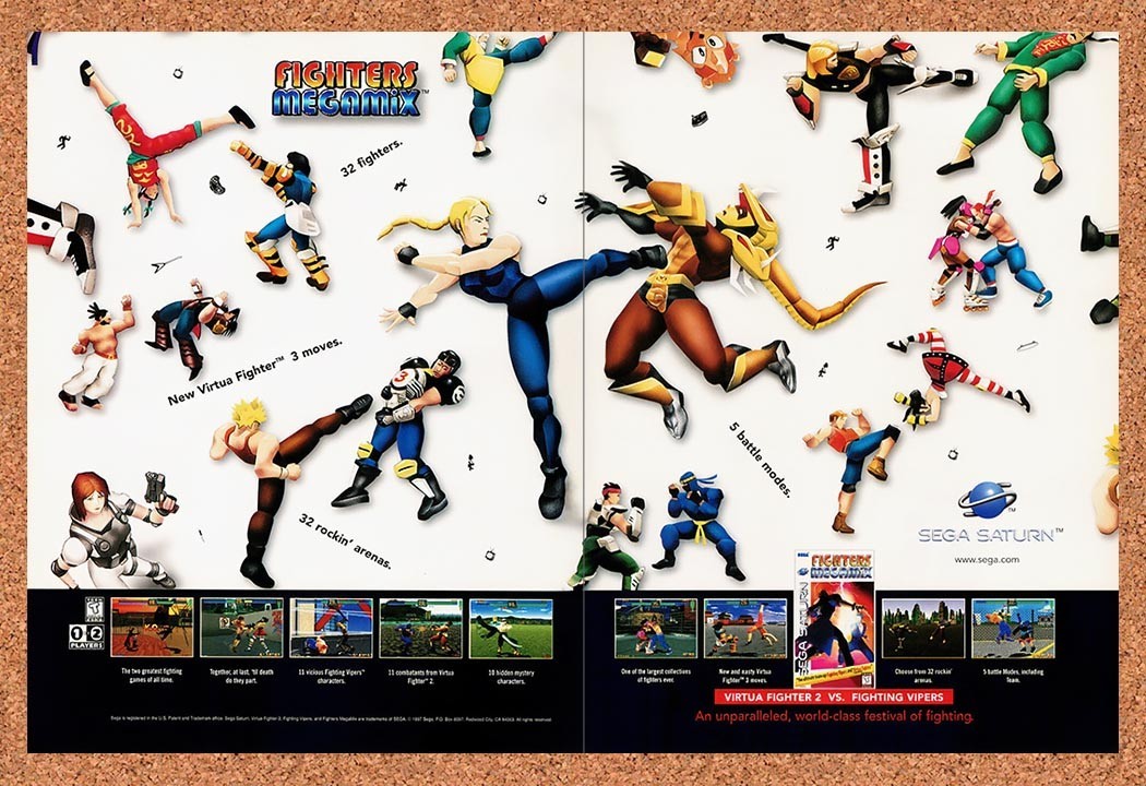 1997 Fighters Megamix Saturn Original Advertisement / Retro Promo v1