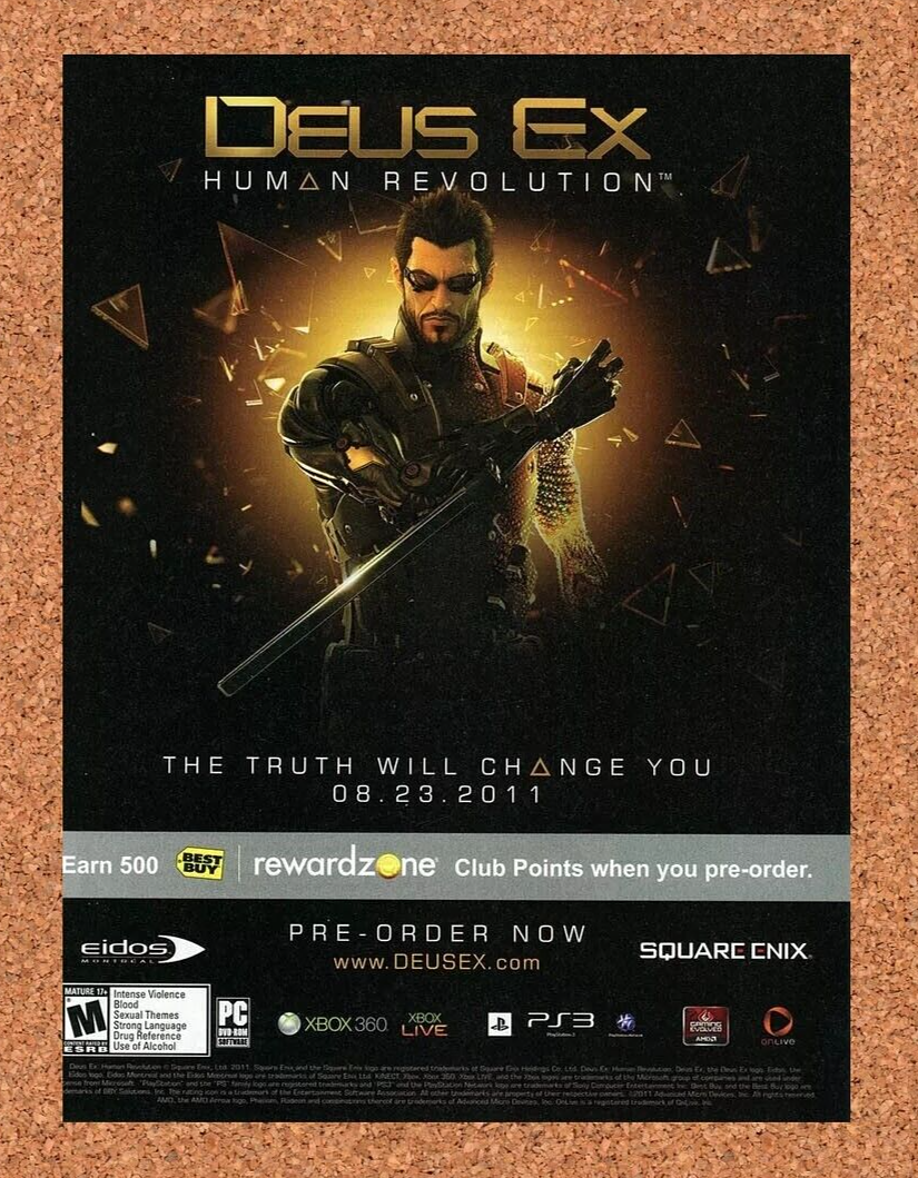 Deus Ex Human Revolution PS3 Original 2012 Ad Best Buy Video Game Promo