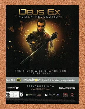 Deus Ex Human Revolution PS3 Original 2013 Ad Best Buy Video Game Promo