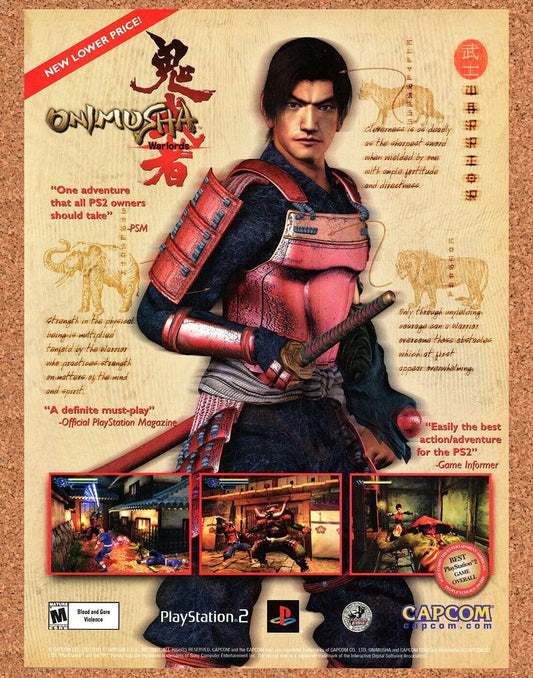 Onimusha PS2 Original 2002 Print Ad Authentic Capcom Release Video Game Promo