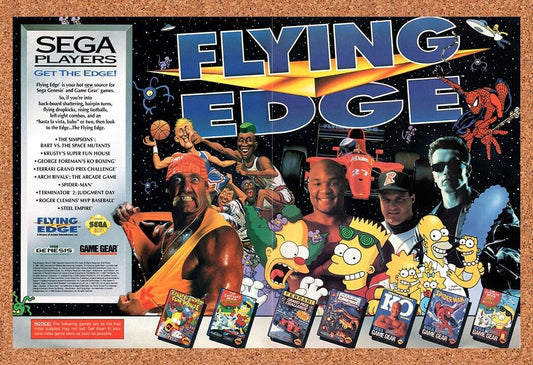 1991 Flying Edge Genesis Games Original Advertisement / Retro Wall Art v1