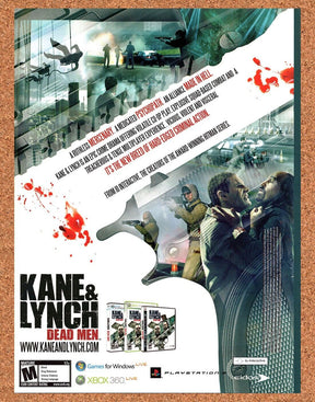 Kane & Lynch Dead Men PS3 Original 2007 Vintage Ad - Video Game Art Promo