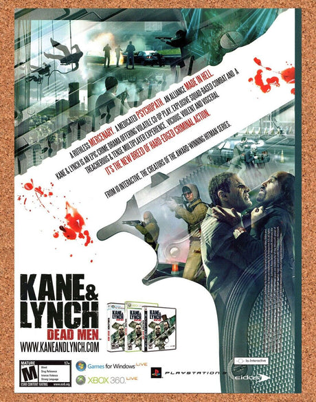 Kane & Lynch Dead Men PS3 Original 2007 Vintage Ad - Video Game Art Promo