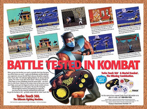 1993 Mortal Kombat Turbo Touch 360 Original Advertisement / Retro Wall Art v1