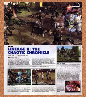 2003 Lineage II The Chaotic Chronicle PC Original Advertisement / Retro Promo v1