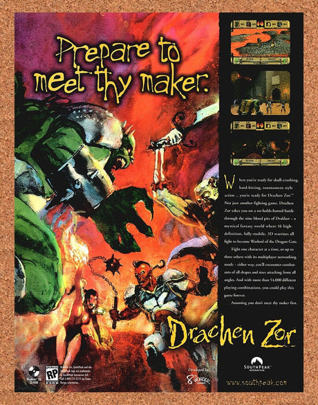 Drachen Zor PC Original 1999 Print Ad Authentic MMO Video Game Art Promo