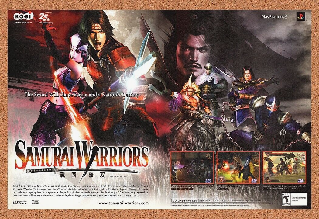 Original 2004 Samurai Warriors PS2 Vintage Print Ad - Video Game Promo Wall Art