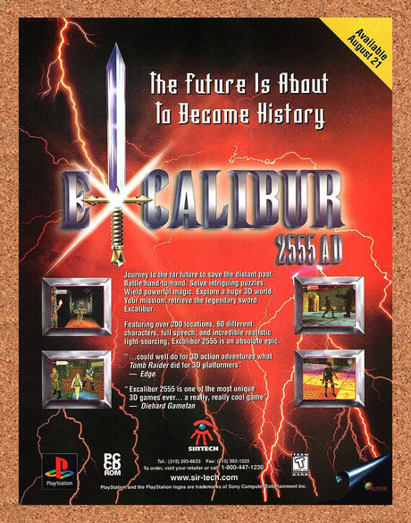 Excalibur 2555 AD PC Original 1999 Print Ad Authentic Video Game Art Promo