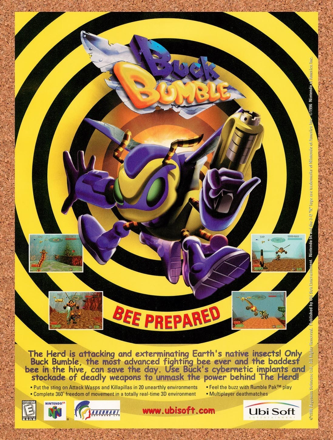 1999 Buck Bumble N64 Original Advertisement / Retro Promo v1