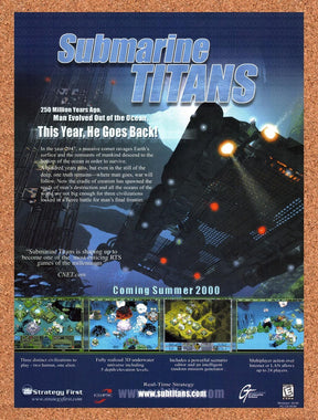 2000 Submarine Titans PC Original Advertisement / Retro Promo v2