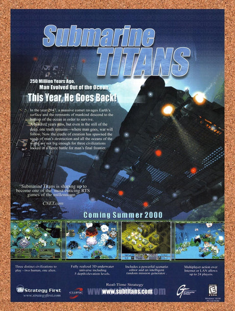 2000 Submarine Titans PC Original Advertisement / Retro Promo v2