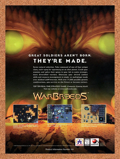 1998 WarBreeds PC Original Advertisement / Retro Wall Art v1