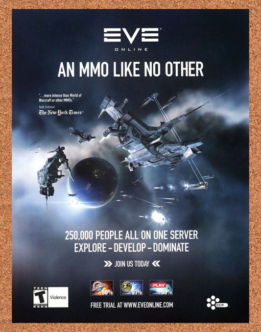 EVE Online PC Original 2007 Ad Authentic MMORPG Video Game Free Trial Promo