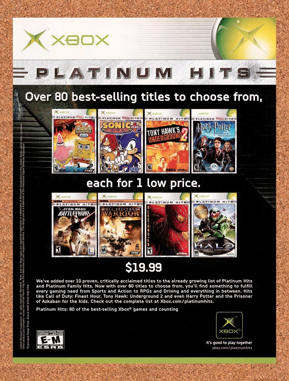 2005 Microsoft Xbox Games Platinum Hits Original Advertisement / Retro Promo v4