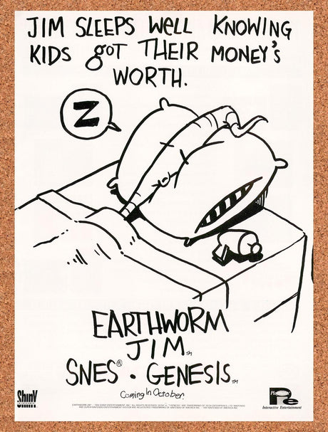 1994 Earthworm Jim Genesis Original Advertisement / Retro Promo v10