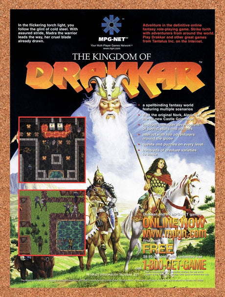 1998 The Kingdom Of Drakkar MPG-NET Original Advertisement / Retro Wall Art v1