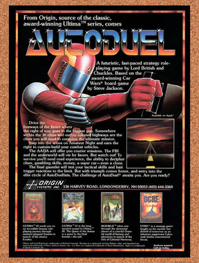 1987 AutoDuel Atari ST Original Advertisement / Retro Wall Art v1