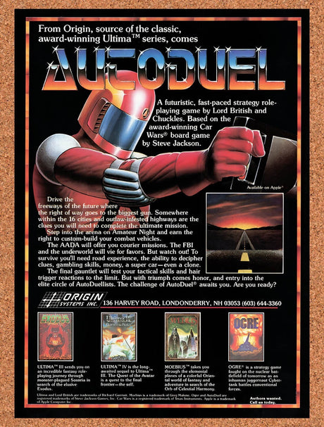 1987 AutoDuel Atari ST Original Advertisement / Retro Wall Art v1