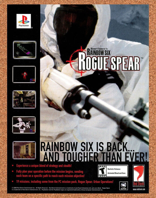 Rainbow Six Rogue Spear PS1 Original 2002 Print Ad Authentic Video Game Promo