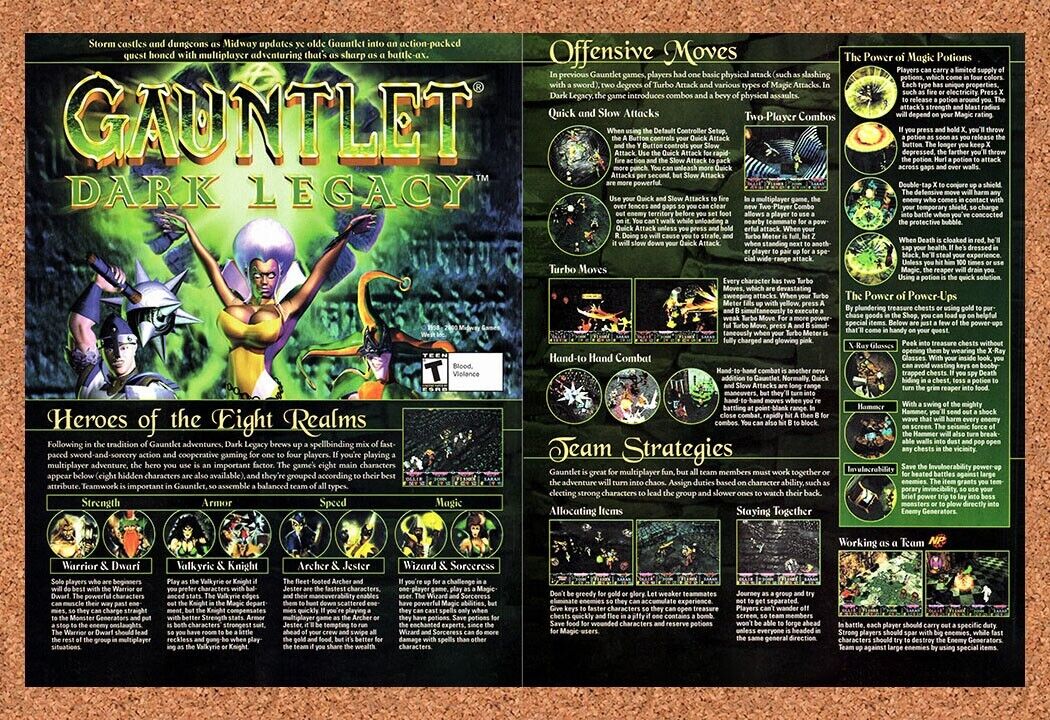 Gauntlet Dark Legacy GameCube Original 2001 Vintage Ad - Video Game Promo