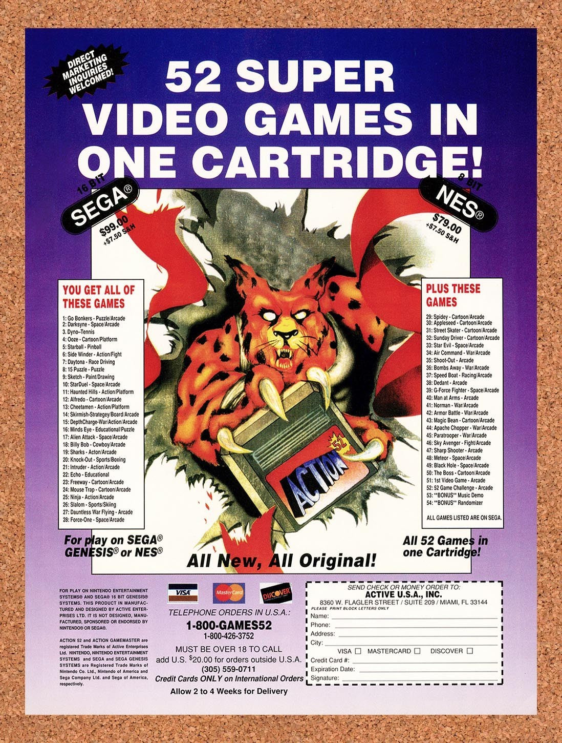1994 Action 52 SNES Original Advertisement / Retro Promo v2